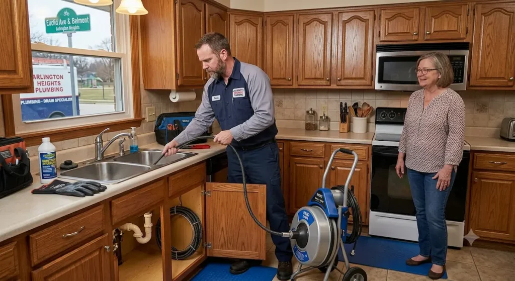 drain cleaning arlington heights before and after clog removal