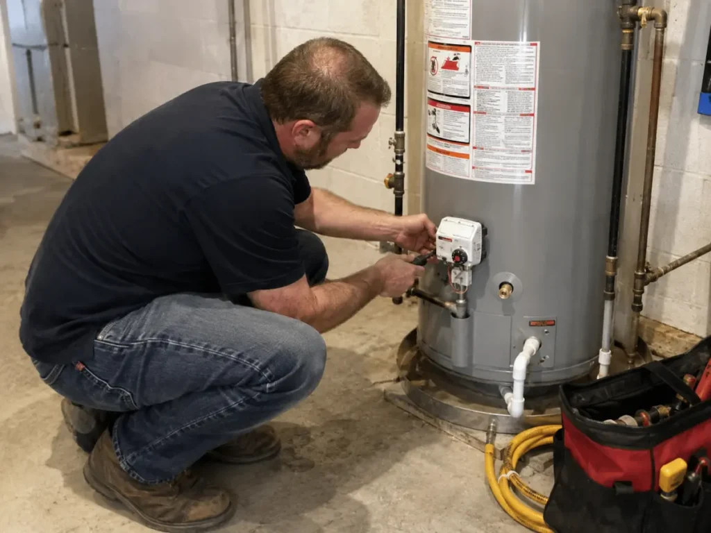 plumber des plaines il technician repairing a residential plumbing issue