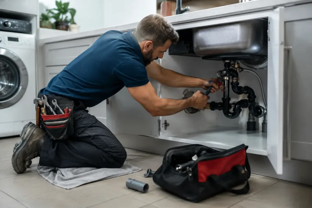 plumber palatine il technician repairing a bathroom fixture