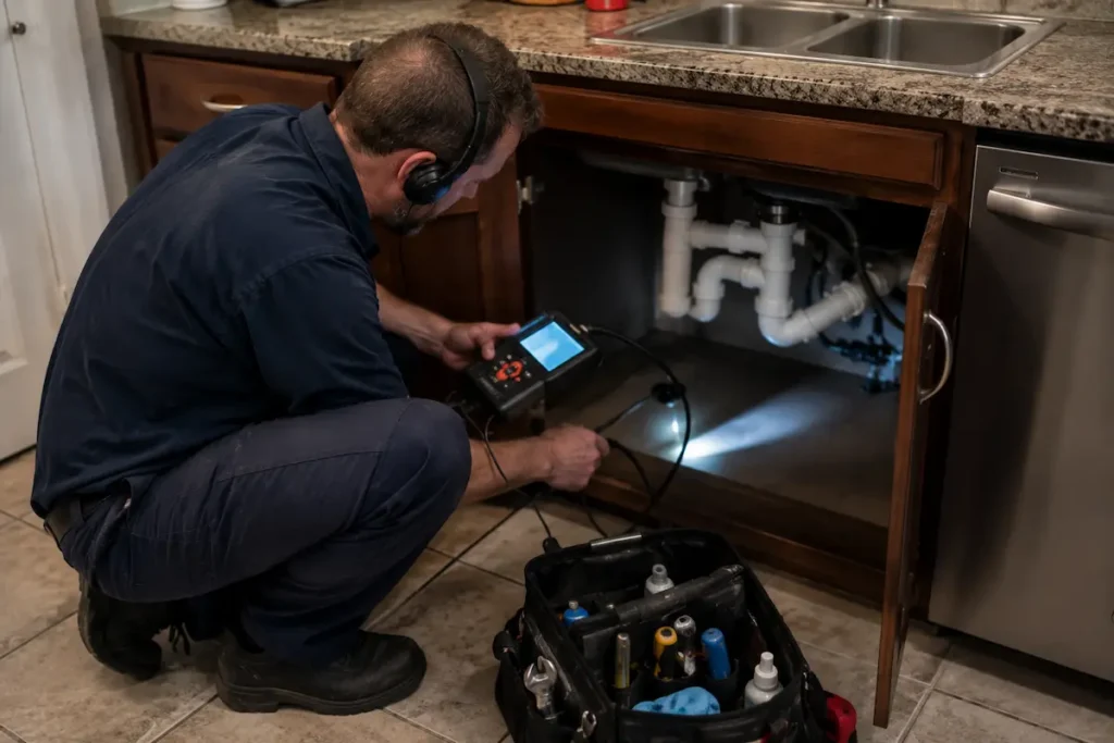 plumber prospect heights il technician repairing a residential plumbing issue