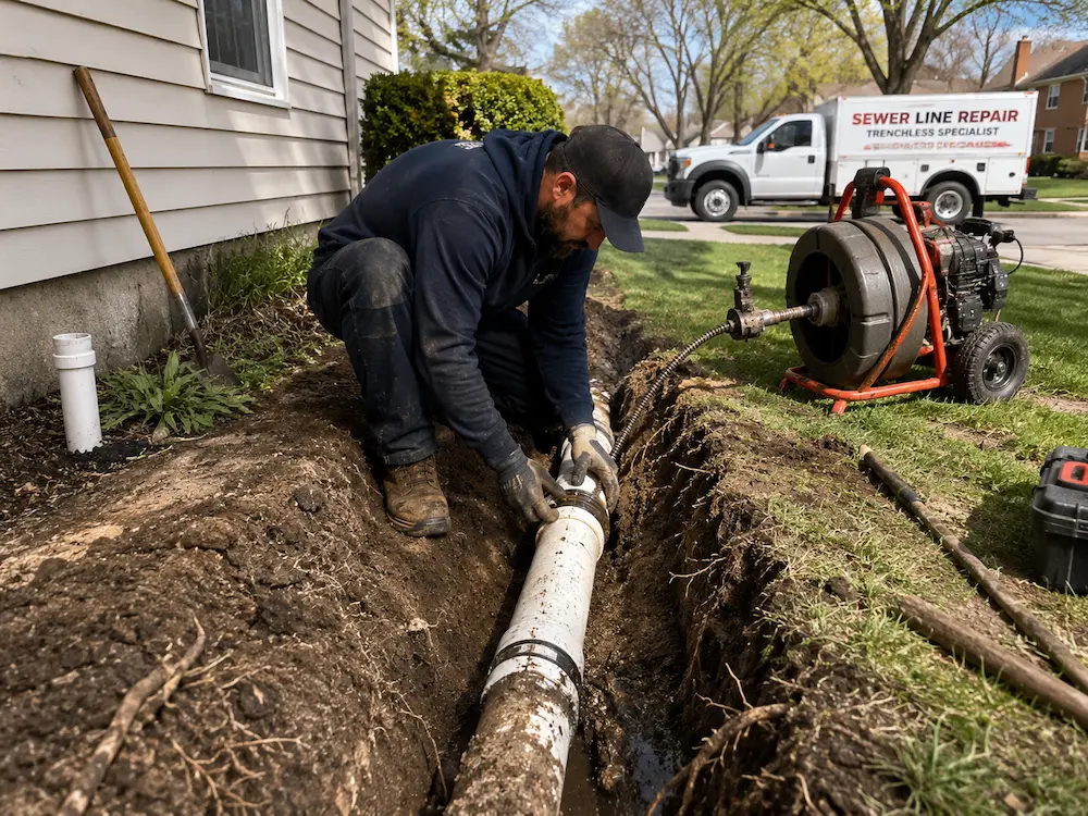 plumber roselle il technician inspecting a home's plumbing system