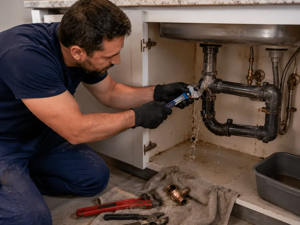 Plumber Glenview IL repairing bathroom sink pipes