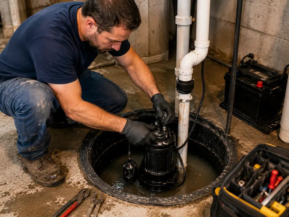 Plumber Streamwood IL installing sump pump in basement